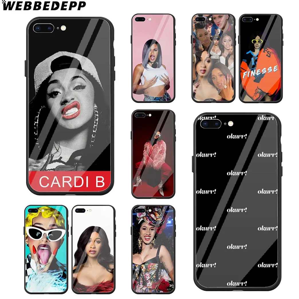 WEBBEDEPP Cardi B Rapper сексуальный чехол из закаленного стекла для телефона Apple iPhone Xr Xs Max X