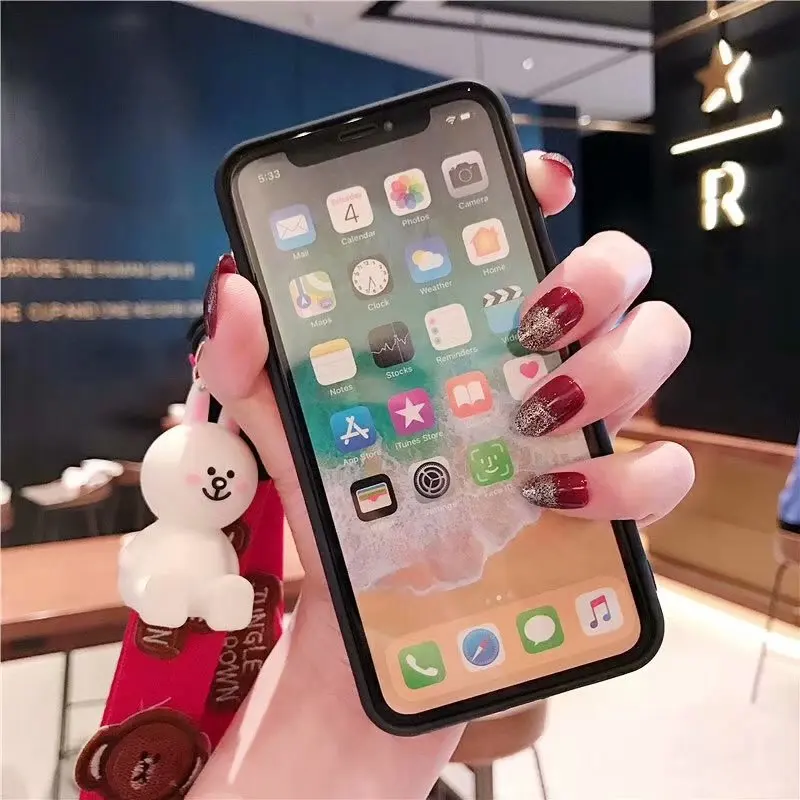 Hazy beauty For iPhone X XS XR MAX Case Luxury Cute Brown Bear Pattern Silicone Cases iphone 6S 6 7 8 plus Back Cover |