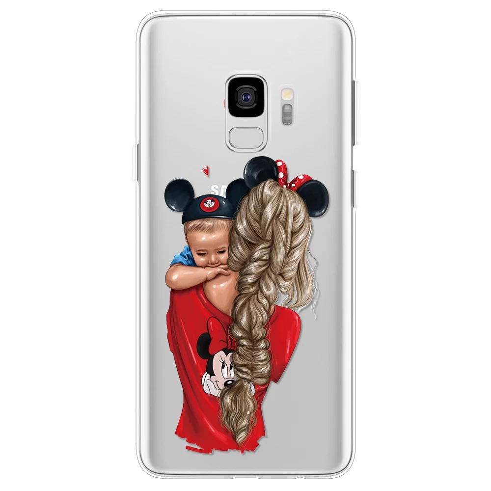 Черный, коричневый Чехол для мамы и дочки, для samsung Galaxy J4 J6 Plus J8 J7 Duo Max J3, чехол из ТПУ для samsung J5, чехол - Цвет: 0cmini