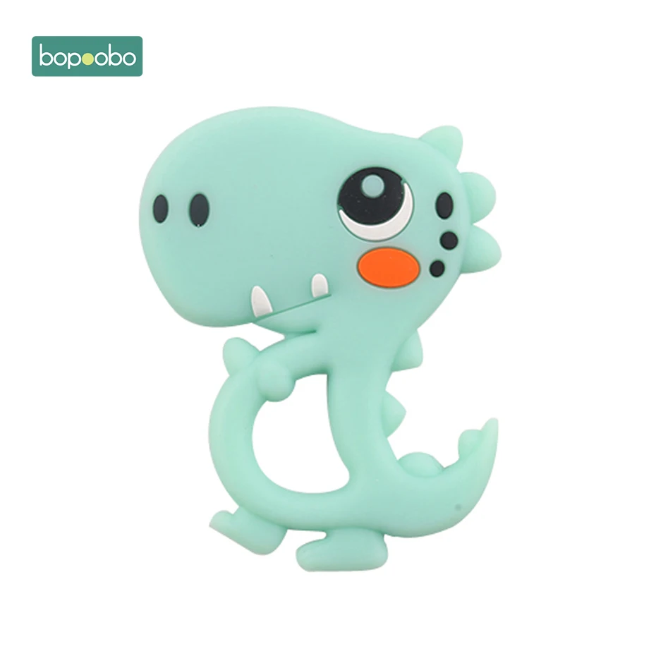 Mint Dinosaur Bopobo, 1 шт., детский прорезыватель, силиконовый, кролик, пищевой, кролик, Прорезыватель для кормления, Прорезыватель для зубов, ожерелье, аксессуары, силиконовый Прорезыватель для животных - Цвет: Mint Dinosaur