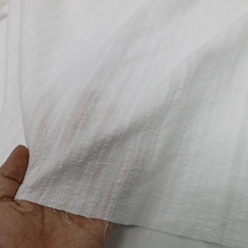 Natural Cotton Material For Children Pure White Cotton Seersucker Fabric For Shirt 100cm*120cm