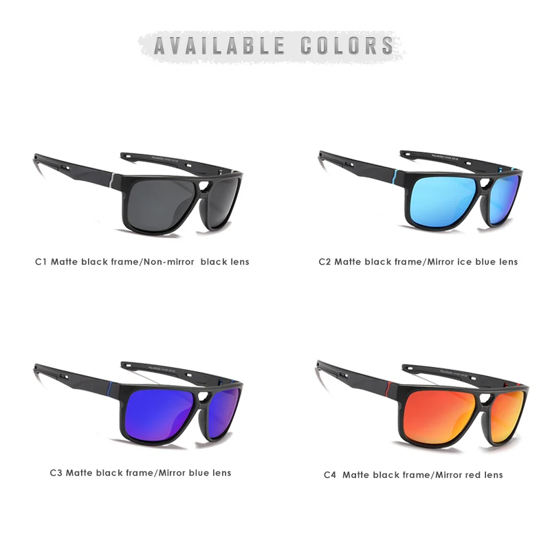 Мужские спортивные солнцезащитные очки KDEAM поляризационные линзы 4 цвета уличные