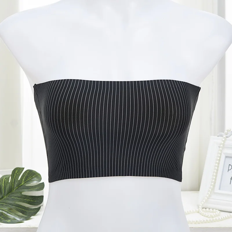 Черный Summer Women Sexy Bra Casual Tank Top Sexy Wrapped Chest Bras Strapless Crop Tops - Цвет: Черный