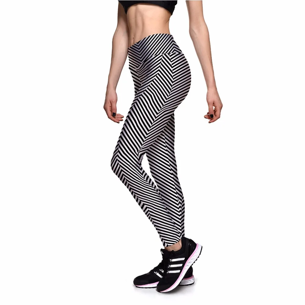 Леггинсы Новые леггинсы полосатые с высокой талией 3D принтом женские брюки Ropa Mujer