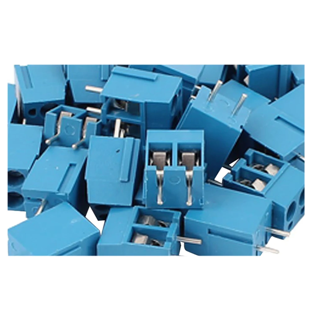 LHLL 30Pcs 2 способа 2P PCB Крепление винтовой клеммный блок разъем 5 08 мм Шаг синий|screw