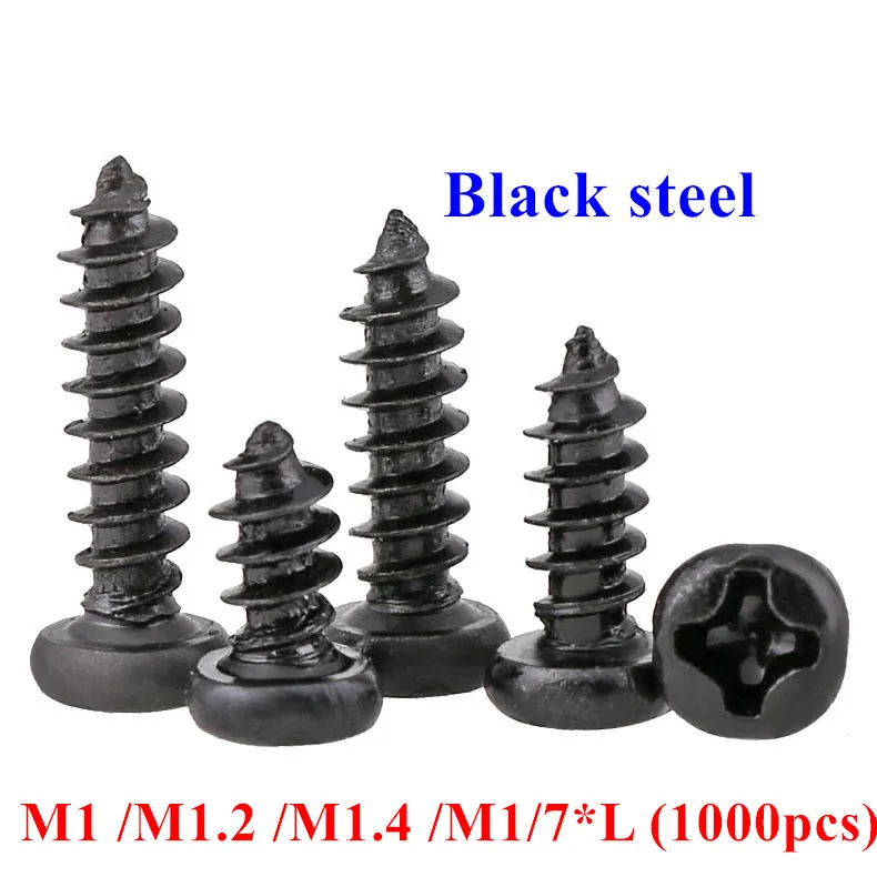 1000 шт. M1 M1.2 M1.4 M1.7 PA Phillips Pan Head саморезы для ноутбука с резьбой по дереву |