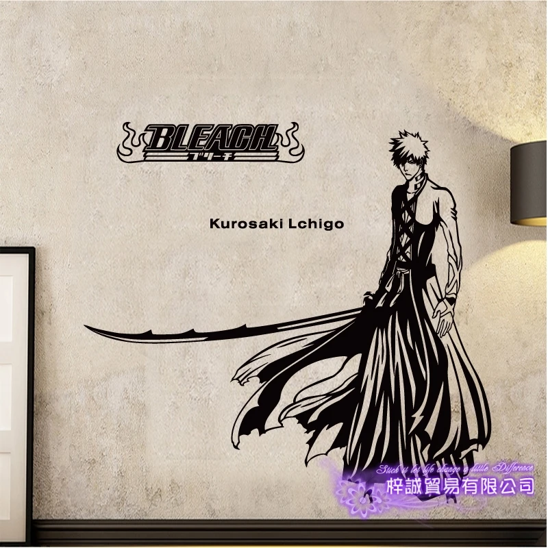 BLEACH Наклейка на стену аниме наклейки для поклонников виниловая наклейка на стену s Декор для дома декоративная наклейка Kurosaki Ichigo для автомобиля
