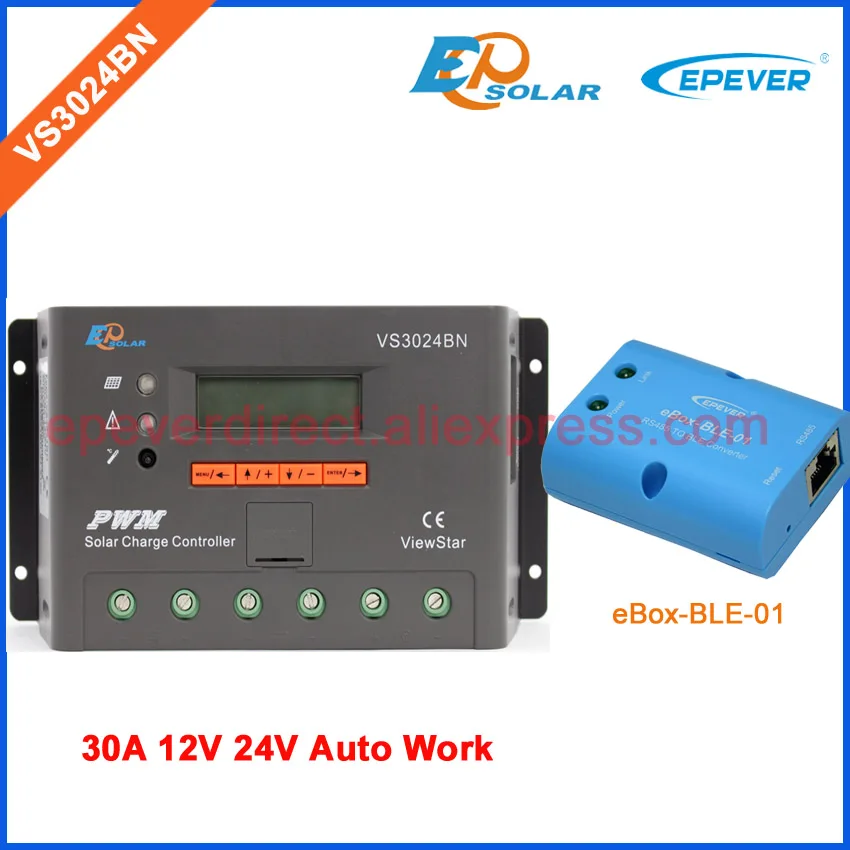

PWM 30A Solar Charge Controller 12V 24V LCD Display EPSolar/EPEVER eBOX-BLE-01 bluetooth VS3024BN Solar PV cells controller
