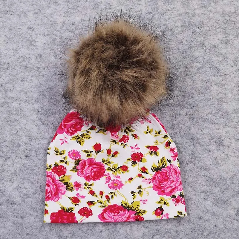 Сиренево-синего цвета New Spring Newborn Baby Boys Girls Cotton Beanies Hats With Big Faux Fur Pompom Solid Cute Girls Hats Cap Hair Accessories - Цвет: Сиренево-синего цвета