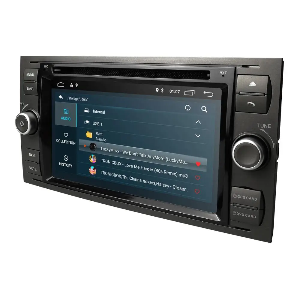 Android 9,0 четырехъядерный автомобильный dvd-плеер для FORD FOCUS C-MAX Автомобильный мультимедийный стерео головное устройство 1024*600 2G ram 4G wifi DAB+ DVR OBD2