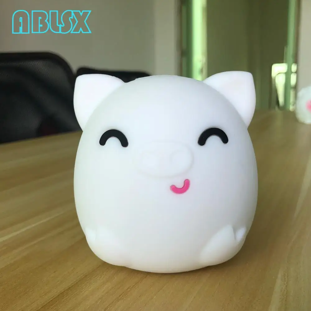 Ночник для детской комнаты с 3D рисунком поросенка детская лампа на батарейках