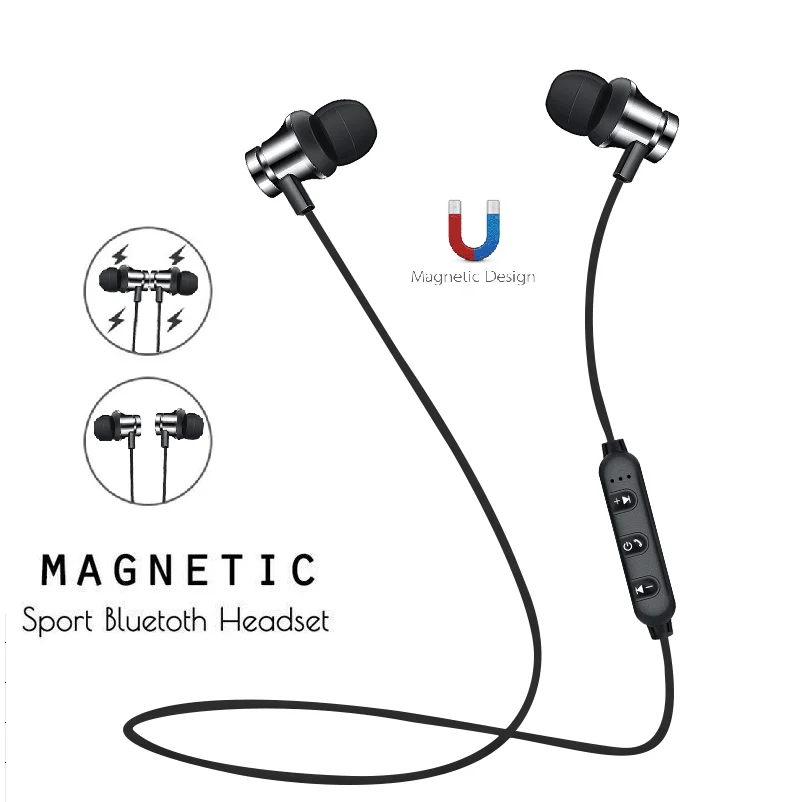 Bluetooth наушники беспроводные для бега Металлические Магнитные спортивные