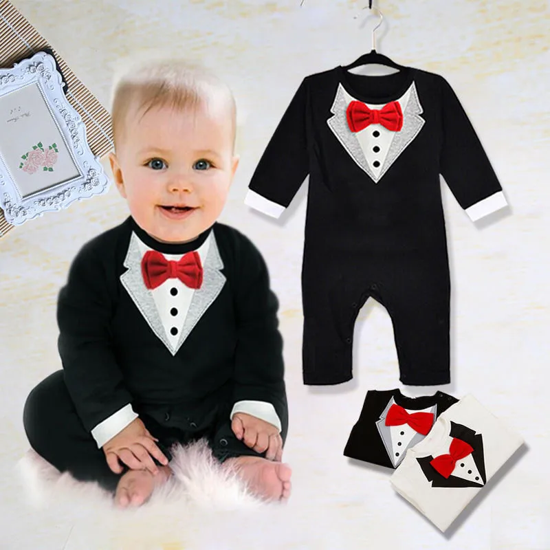 Fashion Toddlder Newbore Baby Boy Formal Suit Party Wedding Tuxedo Gentleman Short Sleeve Romper Jumpsuit Outfit Clothes Wear |