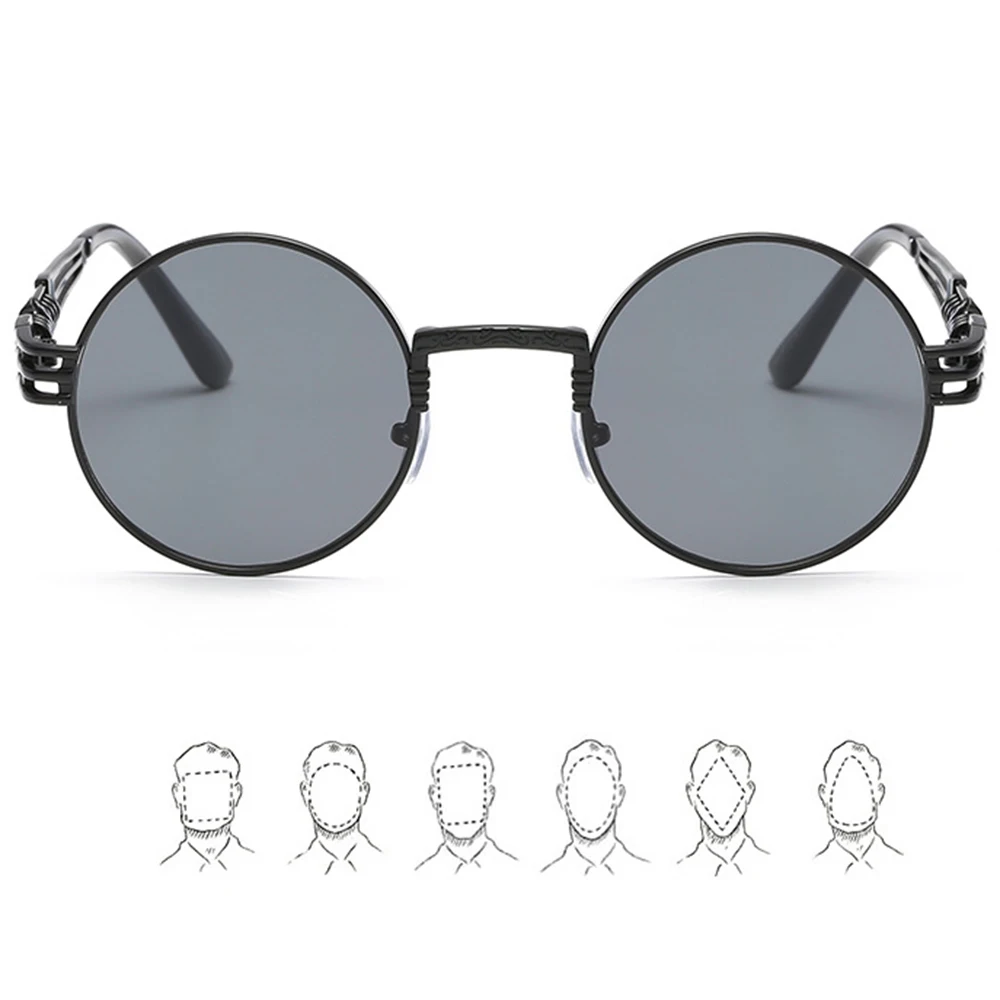 

Солнцезащитные очки в стиле стимпанк для мужчин и женщин, готические круглые, с металлической оправой, брендовые дизайнерские зеркальные, ...