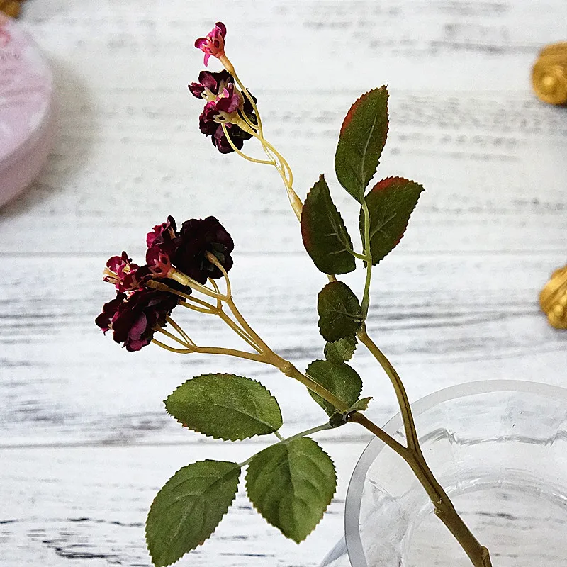 2 ветви искусственные мини-розы Флорес искусственные DIY Свадебные украшения для дома и сада ручной работы искусственные цветы, Роза на стену
