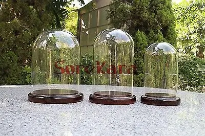 120x200 мм винтажный стеклянный купол колокольчик с темным деревянным основанием
