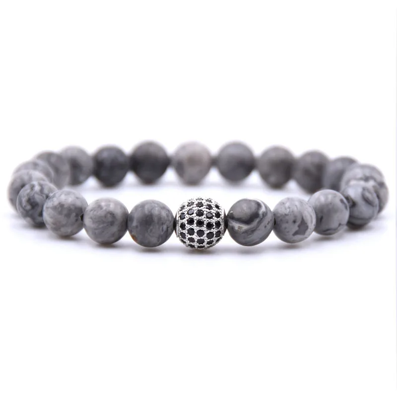 YIZIZAI новый модный браслет мужские браслеты и для женщин 8 мм камень Pulseira Feminina Masculina