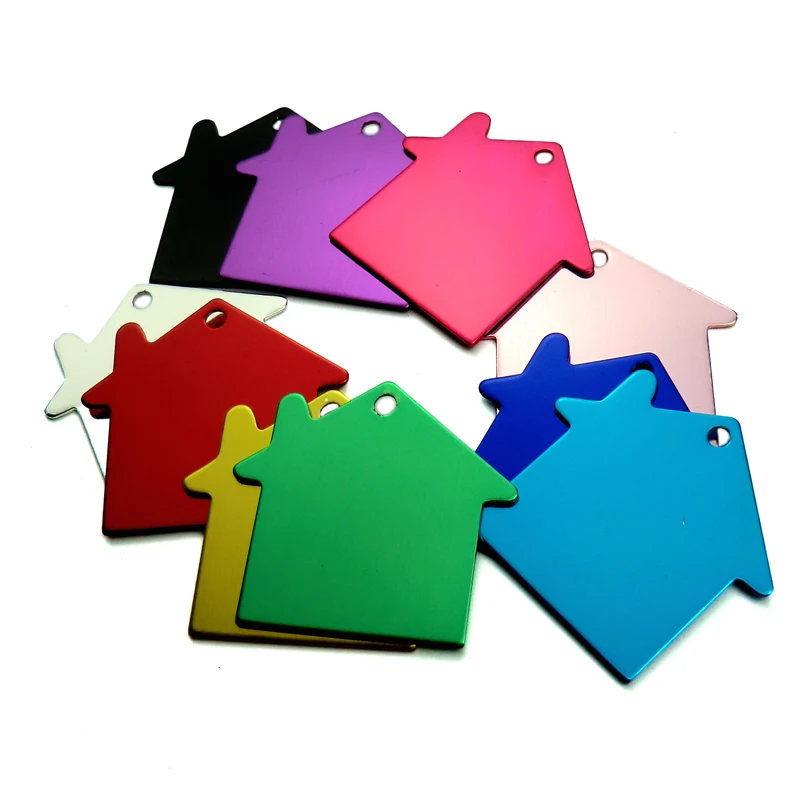 

100pcs Houes shape Aluminum Pet Name ID Tag Accessories For Dogs Cats Puppy Name Phone Number ID Tag Pet Supplies ID Tags Collar