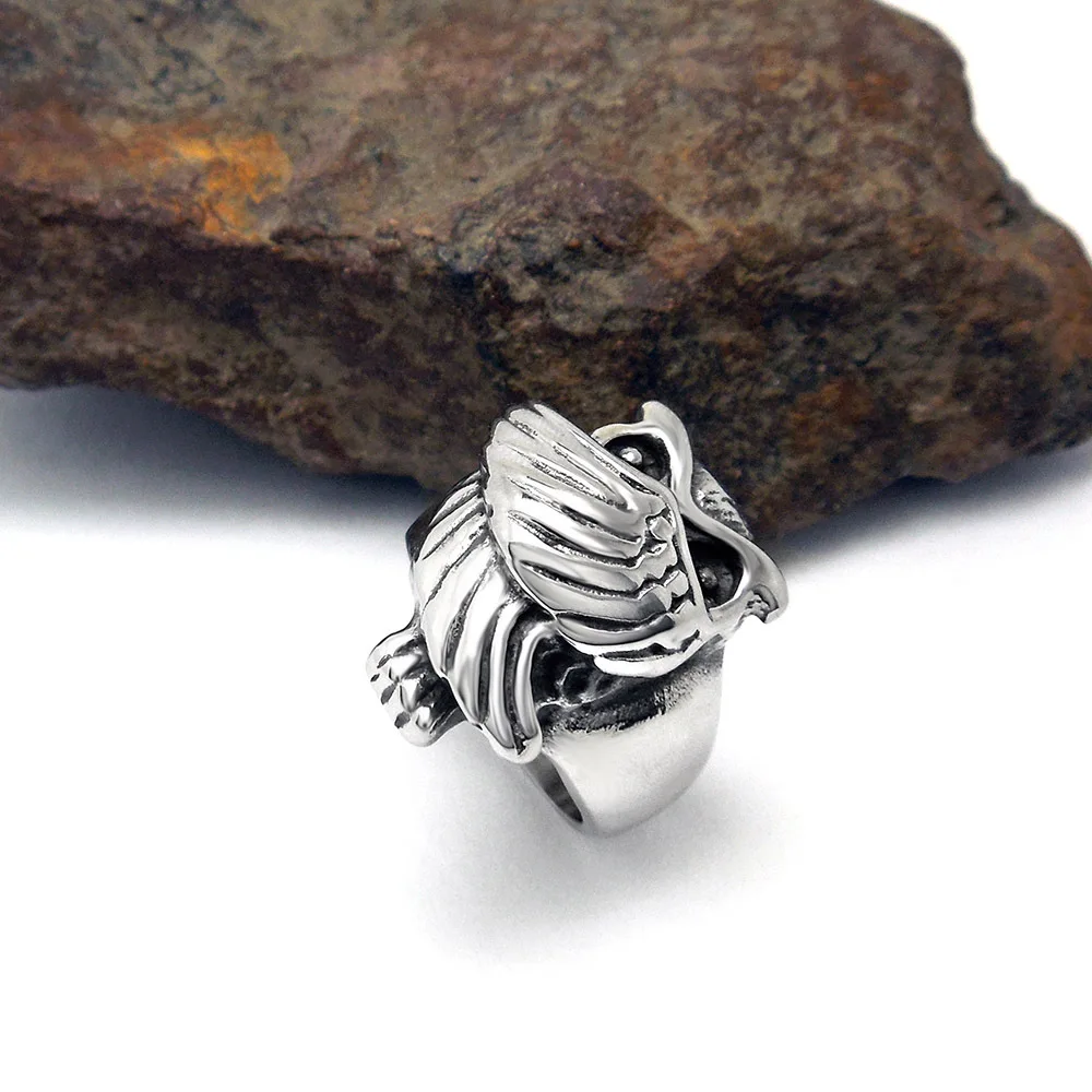 Кольцо из нержавеющей стали в стиле ретро с изображением милой совы для мужчин и