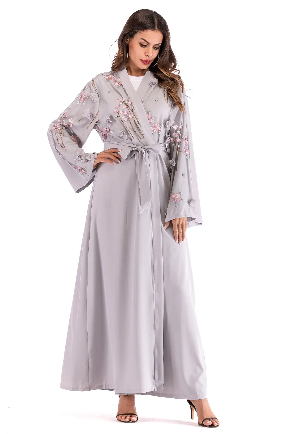 Abaya модный Дубай кафтан арабский мусульманский Женский Длинный Цветочный кимоно