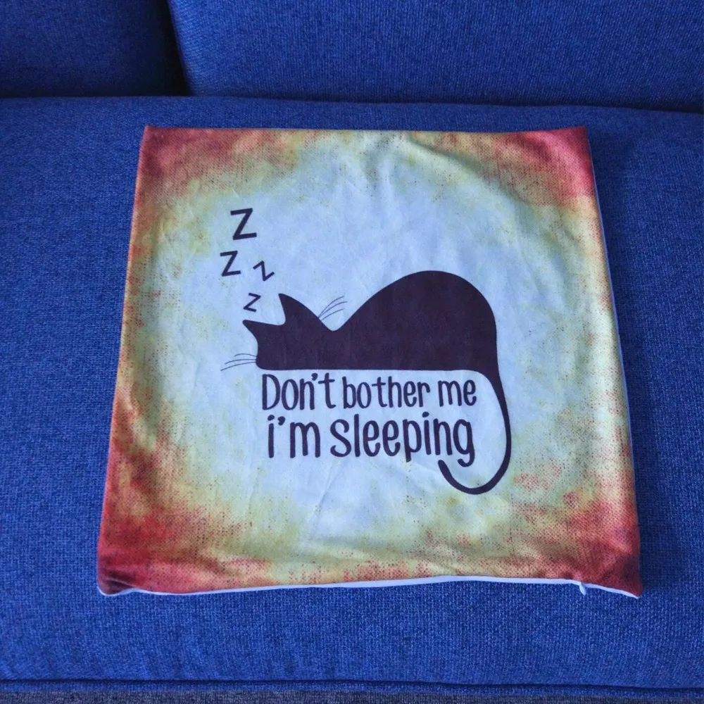 Новый дизайн декоративная наволочка с рисунком черного кота и надписью плюшевая