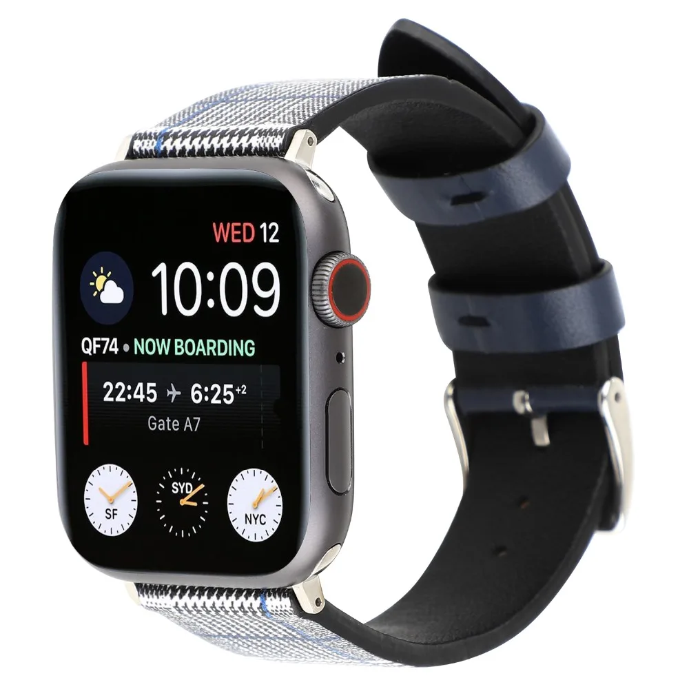 Кожаный ремешок Houndstooth для apple watch сменный кожаный Apple 4 3 2 44 42 40 38 мм|Ремешки часов| |