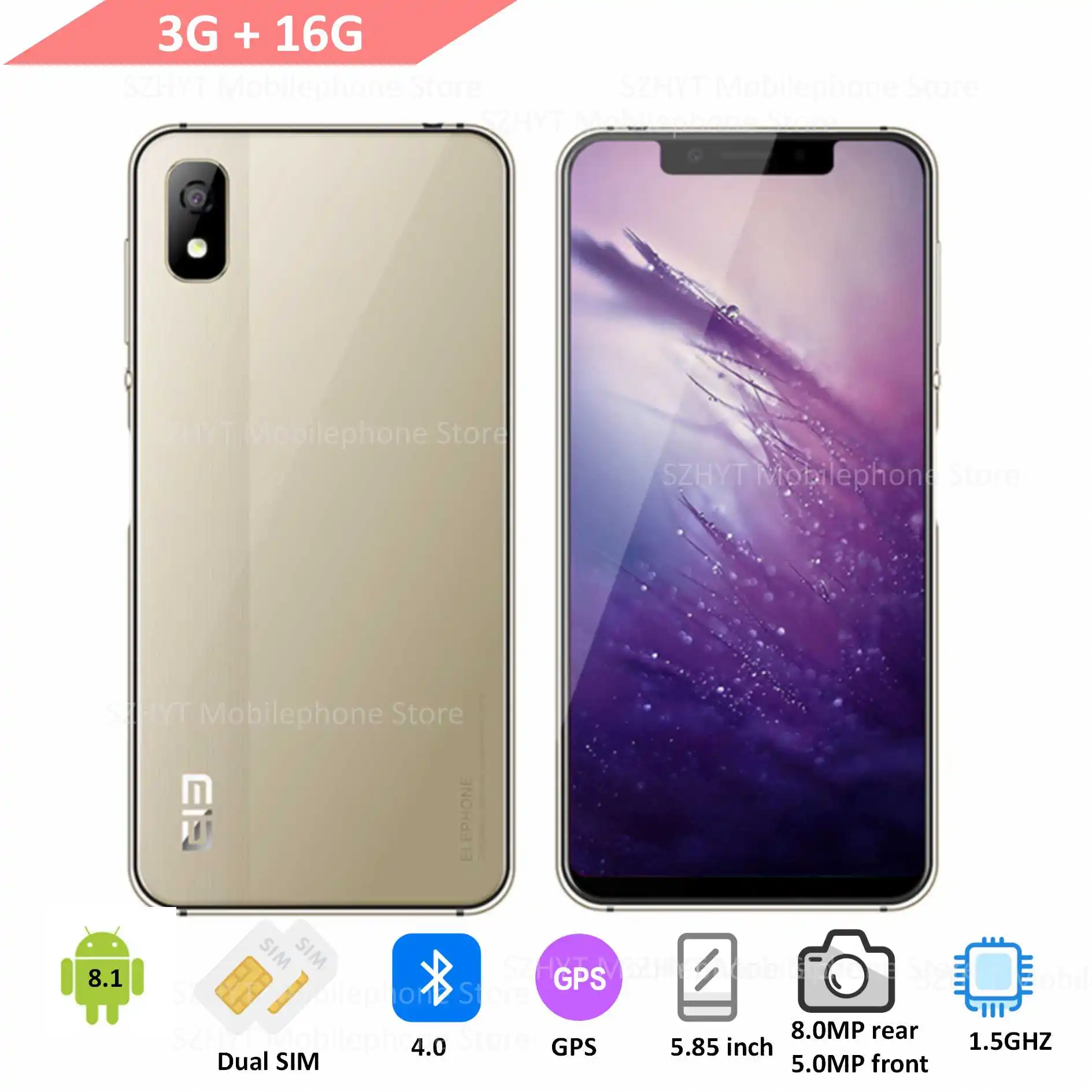 Elephone A4 MT6739 4 г ядра сотовый телефон 19:9 HD + Экран 5 85 дюймов Android 8 1 смартфон 3 ГБ