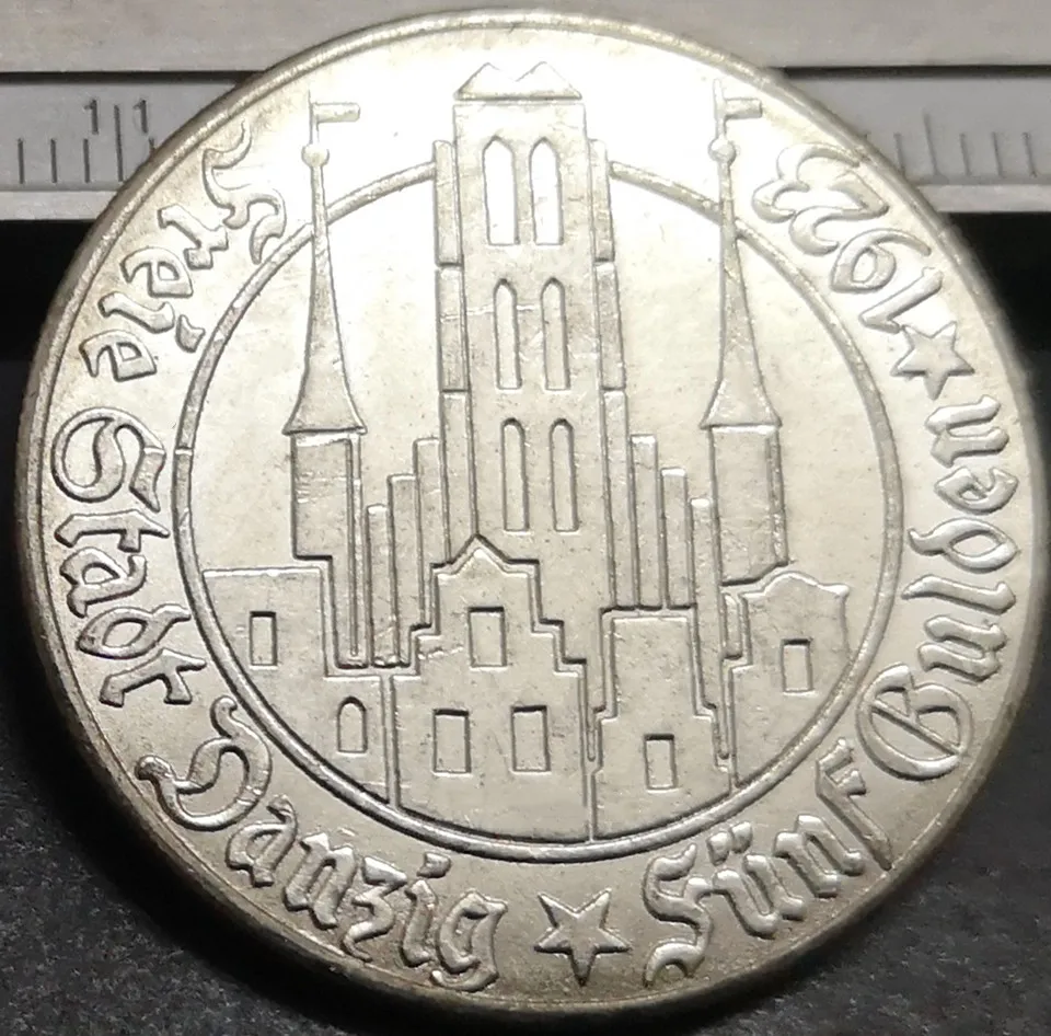 Бесплатная монета Danzig (Poland) Посеребренная 5 гулден 1923|Безвалютные монеты| |