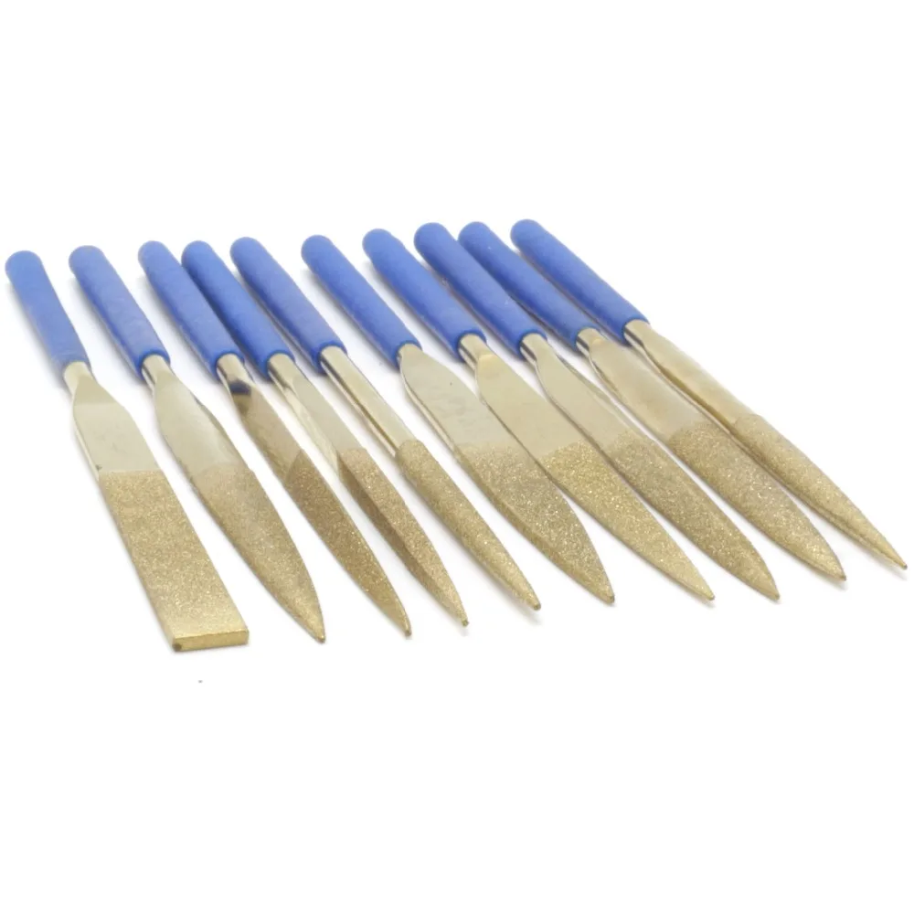 10Pcs Diamond Coated HALF ROUND Needle File Titanium Repair |