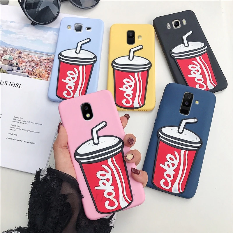 Силиконовые чехлы 3D cola для samsung galaxy j8 j7 j6 j5 j4 a6 a8 plus pro prime 2018 2017 2016 2015 мягкая задняя