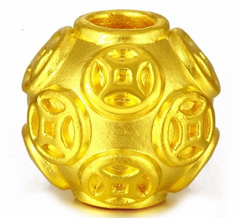 

Luxury Fashion Design 3D 24k Yellow Gold Coin Ball Pendant 1.25g