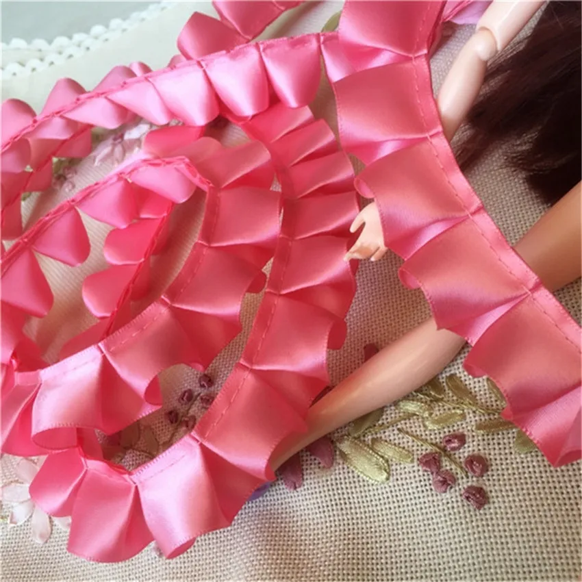 5 ярдов шифоновая атласная плиссированная кружевная отделка гофрированная Лента