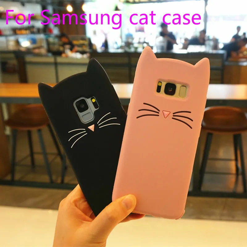 TPU Kitty Cat Ear Phone Cases For Samsung S6 S7 edge Soft Case Galaxy S9 plus Rubber Coque Cute Cartoon Back Shell for S8 | Мобильные