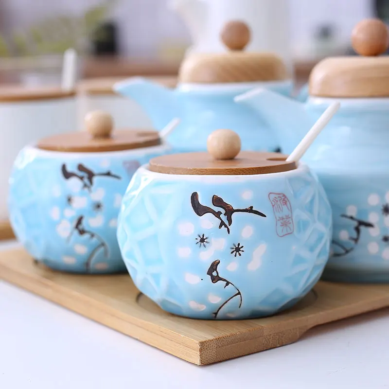 Набор кухонных банок для приправ керамическая соль мононатриевый глутамат