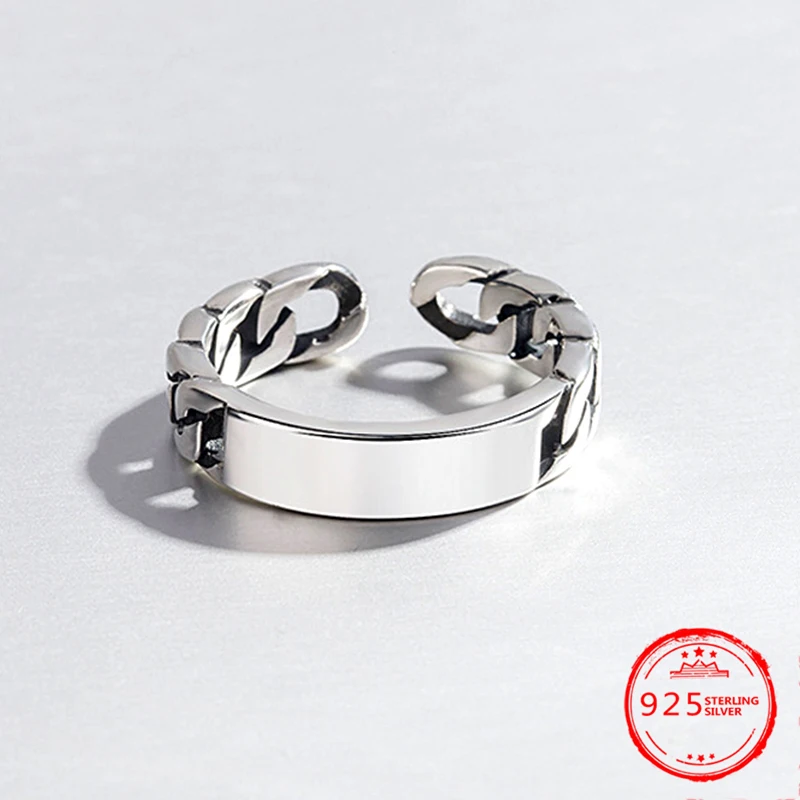 

925 Silver Jewelry Fashion Lady Chain Open Ring King 2019 Charm Jewelry Couple Gift