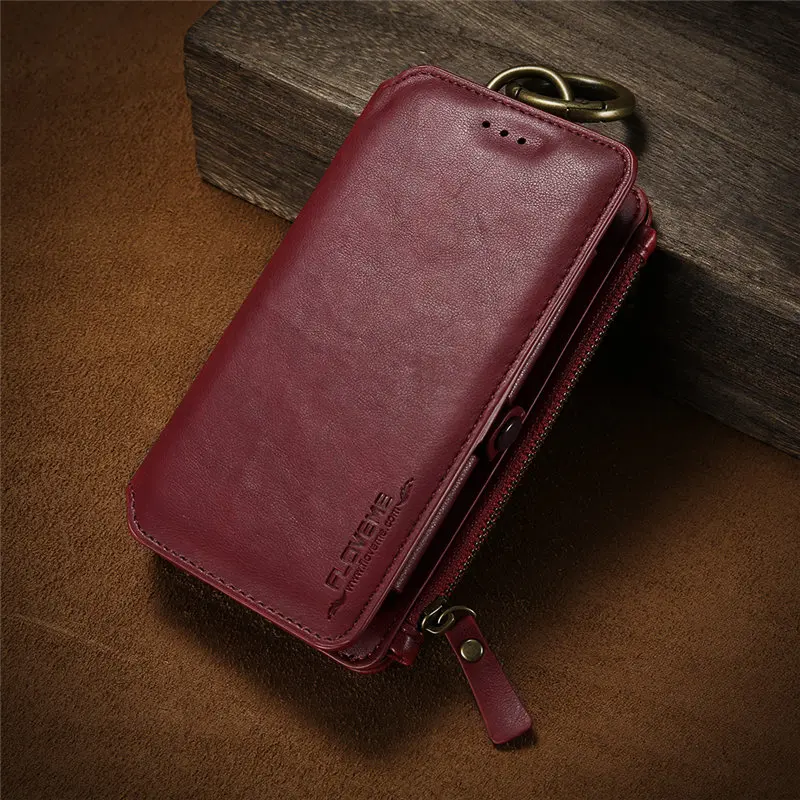 FLOVEME кожаный чехол-кошелек для Apple iPhone 6 6s 6 plus 6s plus чехлы для женщин и мужчин сумка для телефона для iPhone X 8 7 6s аксессуары - Цвет: Red