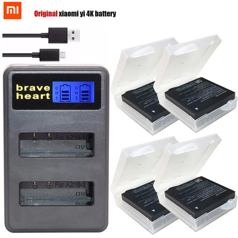 3,85 В аккумулятор xiaomi yi 4k батареи+ lcd USB двойное зарядное устройство для оригинальной экшн-камеры xiaomi yi lite 2 4K 4k Xiao yi 4k