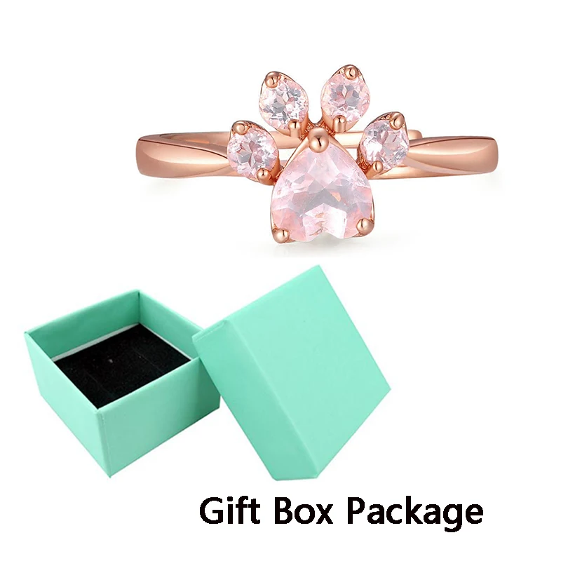 Женское регулируемое вечерние ЦО в форме лапы собаки розовое золото с