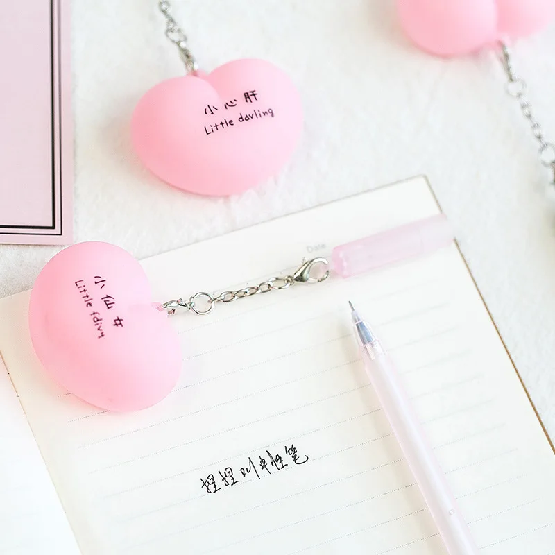 3 шт. Kawaii школьные принадлежности супер милый творческий в форме сердца канцелярские ручка может щепотку гелевая розовая девушка любовь ZXB016G