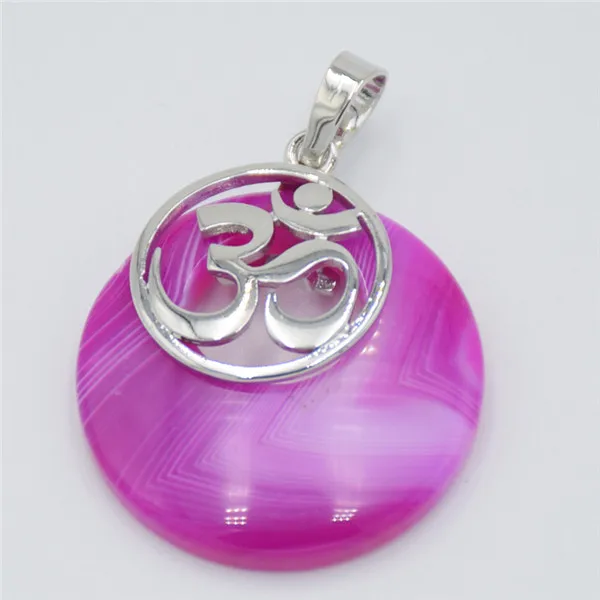 Pink Stripes Agates Розовый натуральный камень с кварцевым тигровым глазом фиолетовая кристальная подвеска серебристого цвета 3D Подвески женские ожерелья подвески рейки Йога ювелирные изделия - Окраска металла: Pink Stripes Agates