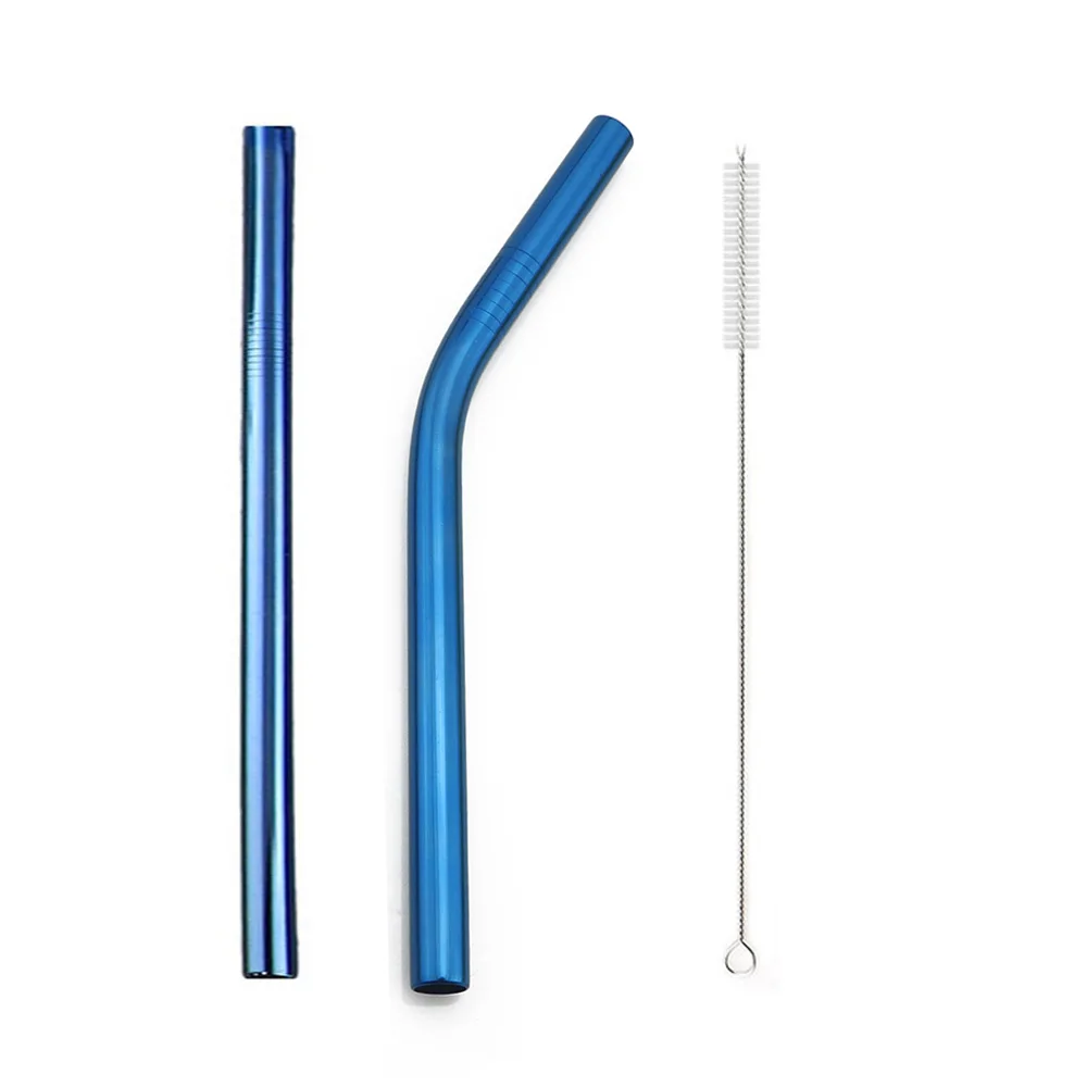 Blue 215x12mm B 2 шт питьевой соломинки многократного использования из нержавеющей стали соломинки Экстра Широкий 12 мм металлическая соломинка с чистящей щеткой мешок пузыря чай Yerba mate - Цвет: Blue 215x12mm B
