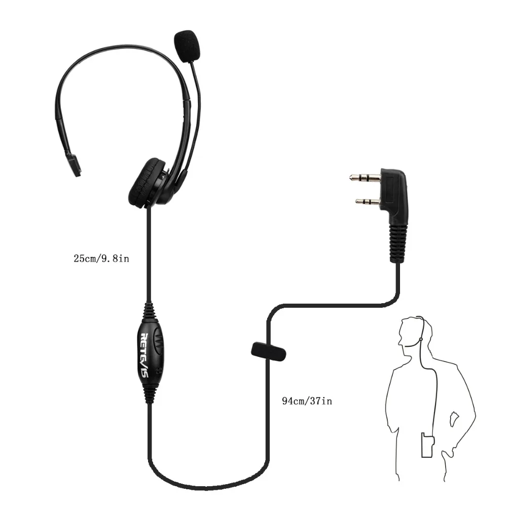 5 шт. Retevis 2 PIN гарнитура PTT Mic наушники Walkie Talkie аксессуары для Kenwood Baofeng UV5R 888S TYT