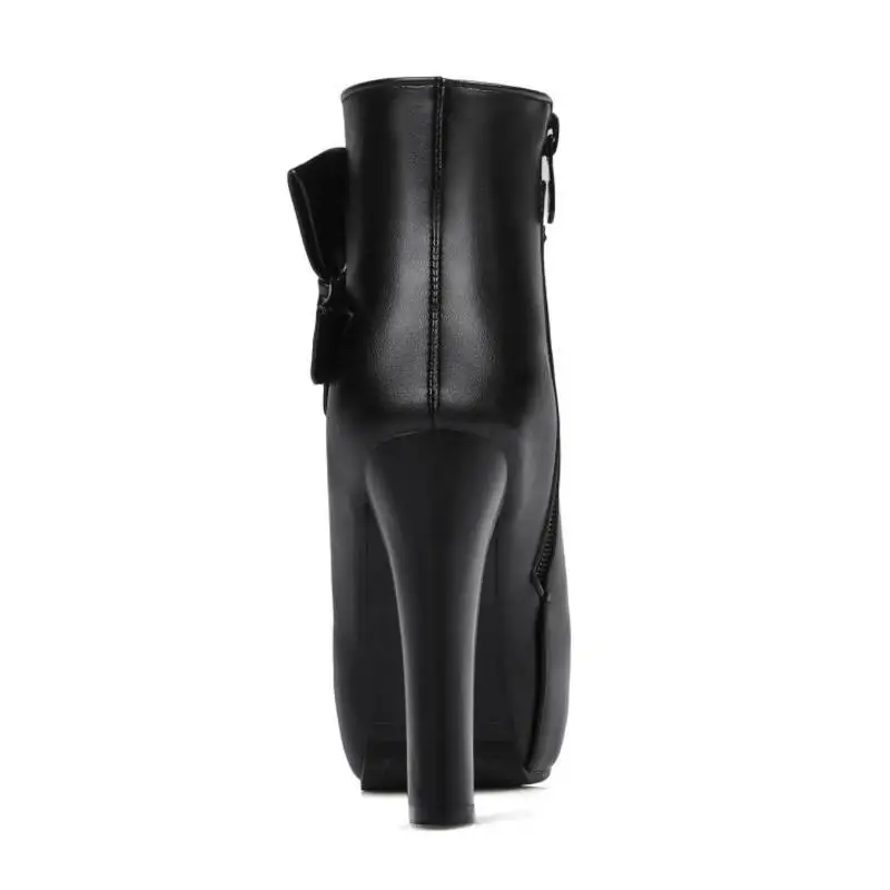 Taoffen Size 32-43 Women High Heels Boots Bowtie Woman's Winter Shoes Fur Ankle Zipper Ladies Short | Обувь