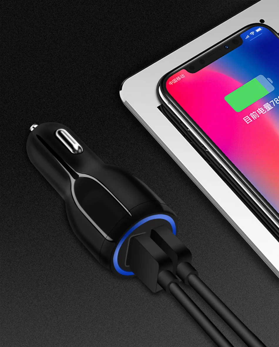 Быстрая зарядка 3,0 Автомобильное зарядное устройство для iPhone samsung XiaoMi Dual USB светодиодный светильник автомобильное зарядное устройство Быстрая зарядка мобильный телефон Универсальный