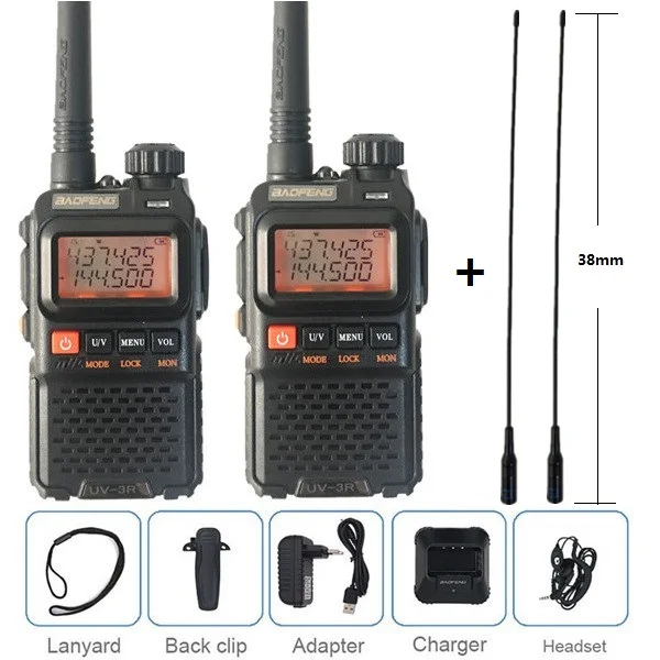 add antenna 2 шт. Baofeng UV-3R+ Plus мини рация радио UHF VHF Ham CB радиостанция беспроводной HF трансивер UV3R PMR 446 передатчик - Цвет: add antenna
