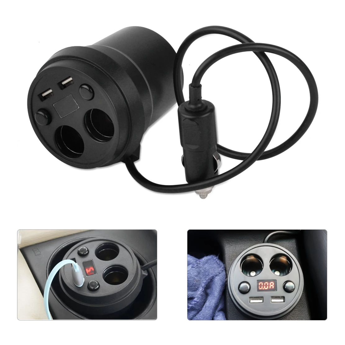 Автомобильное зарядное устройство DWCX с двумя USB портами и светодиодным
