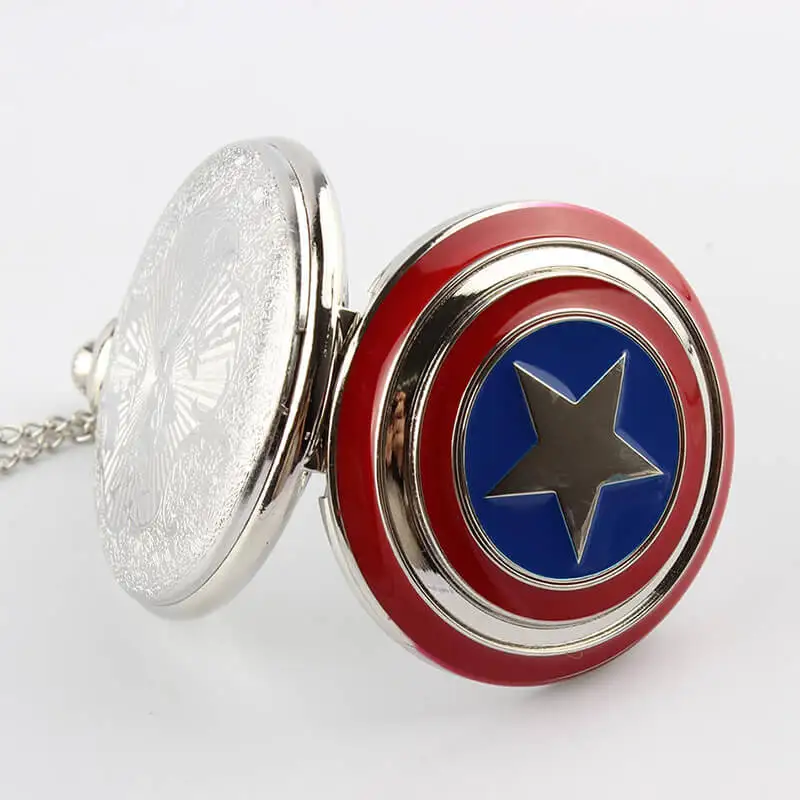 Карманные часы в стиле ретро Капитан Америка цепочки ожерелье подвеска