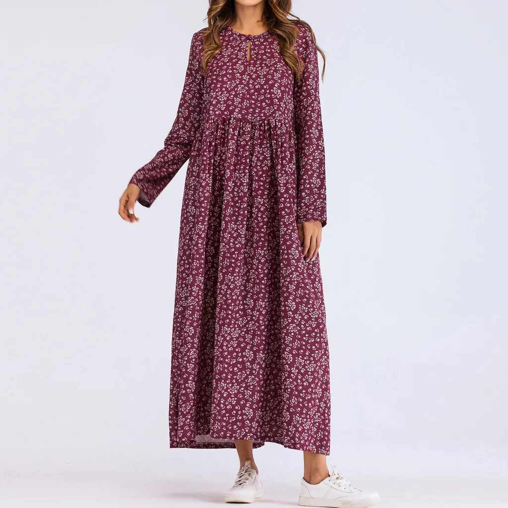 Женское платье с длинным рукавом и рюшами в стиле бохо повседневное тонкое