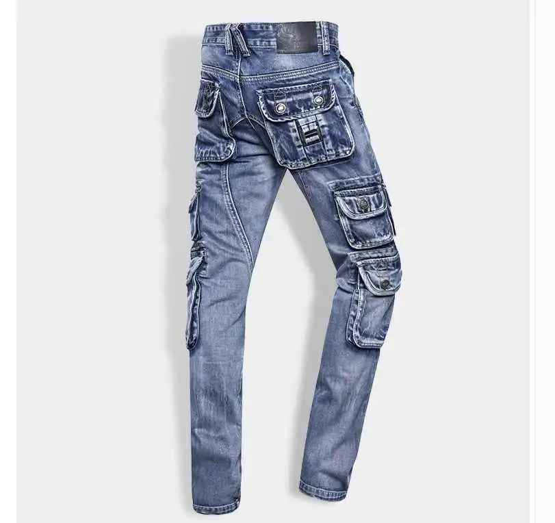 Мужской джинсовый комбинезон с множеством карманов|male jeans trousers|jeans jeansslim straight |