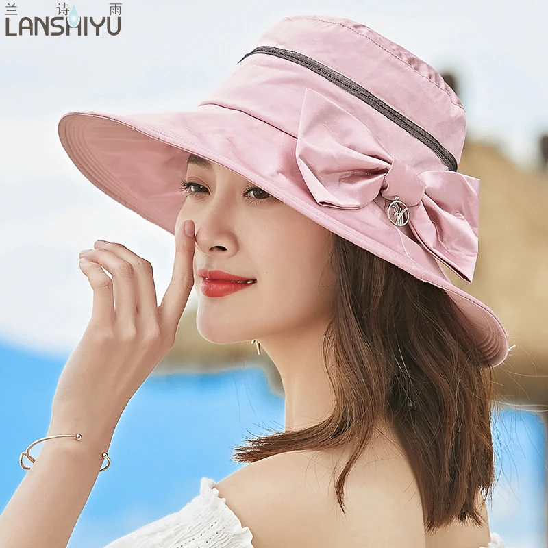 Lanshiyu летнее солнце шляпа для Для женщин packable Chapeu feminino Praia chapeau Femme Лен UPF широкими